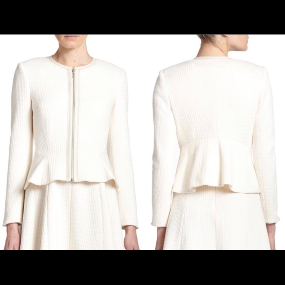 Rebecca Taylor Cream Quilted Peplum jacket